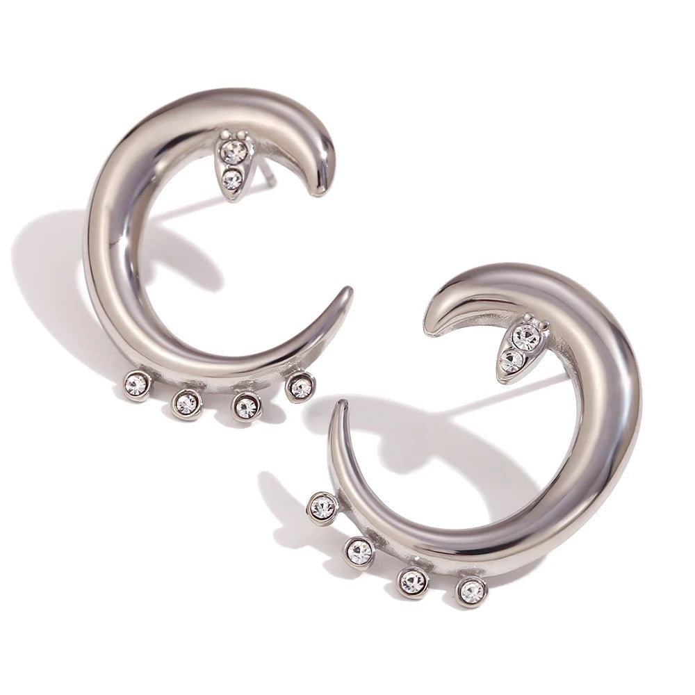 Diamond moon hoops