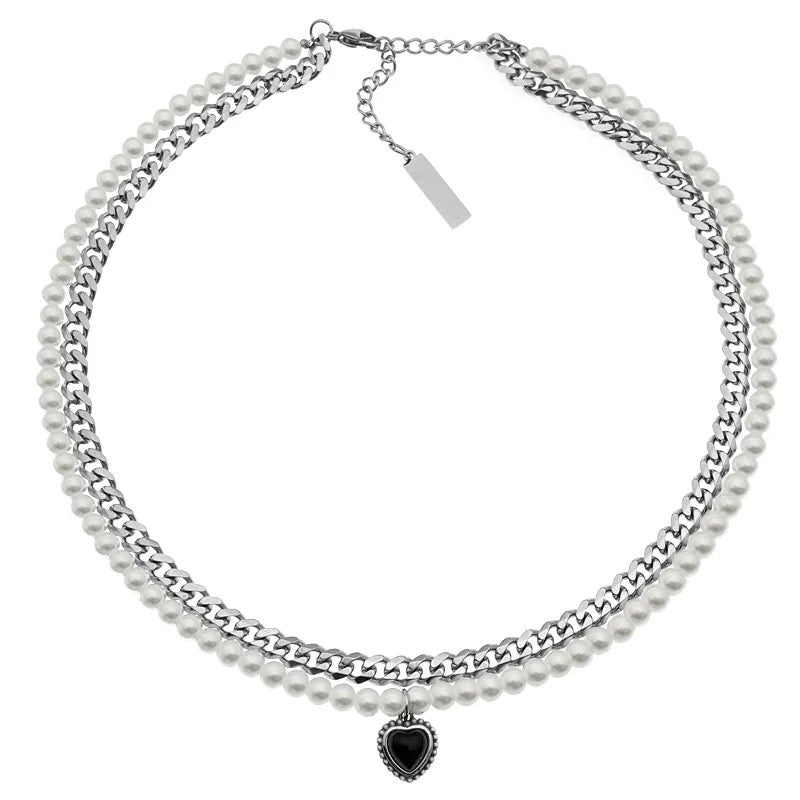 Duo black heart chain