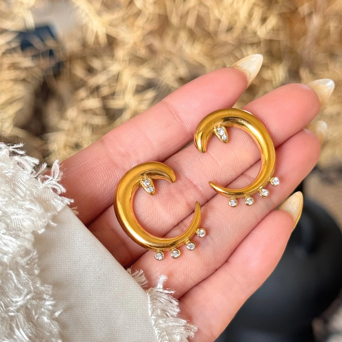 Diamond moon hoops