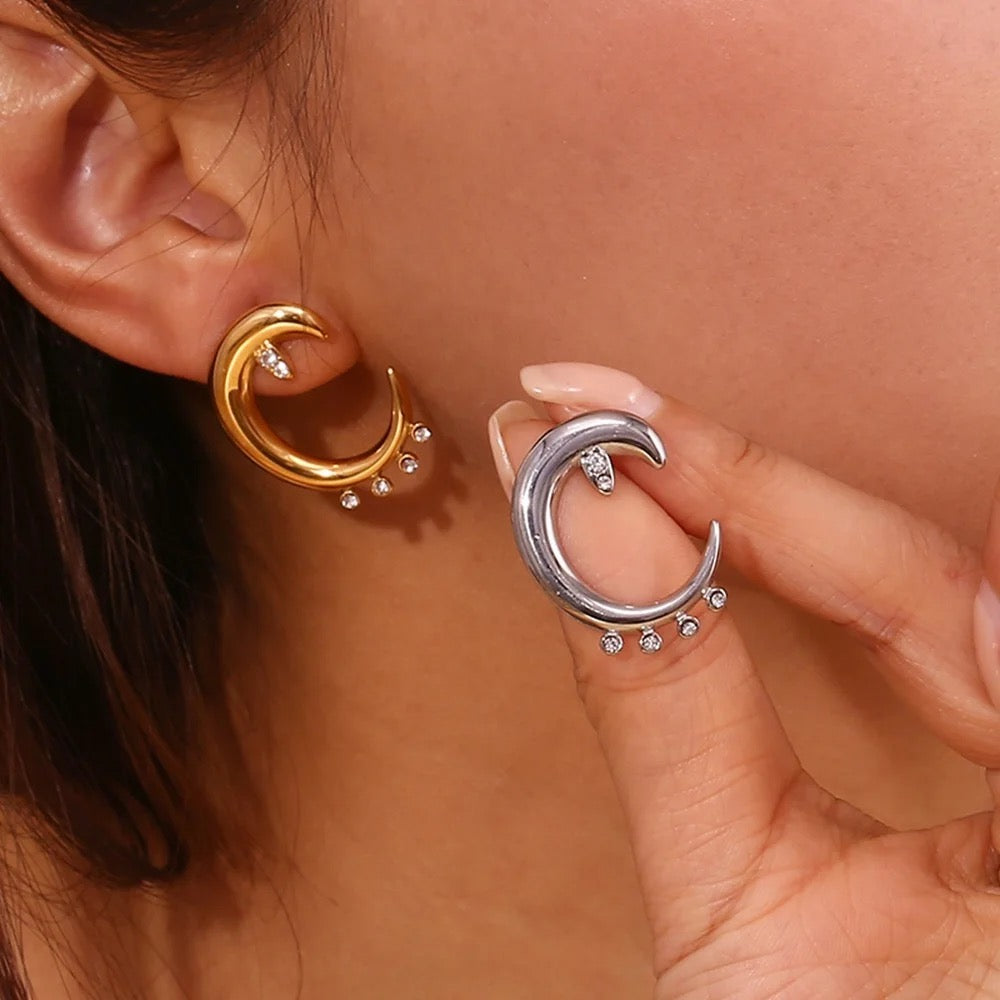 Diamond moon hoops