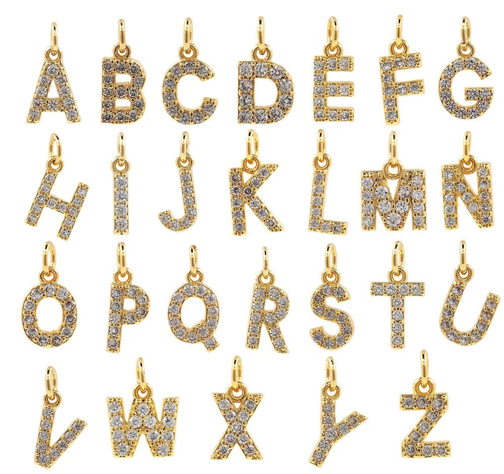 Diamond alphabet charms