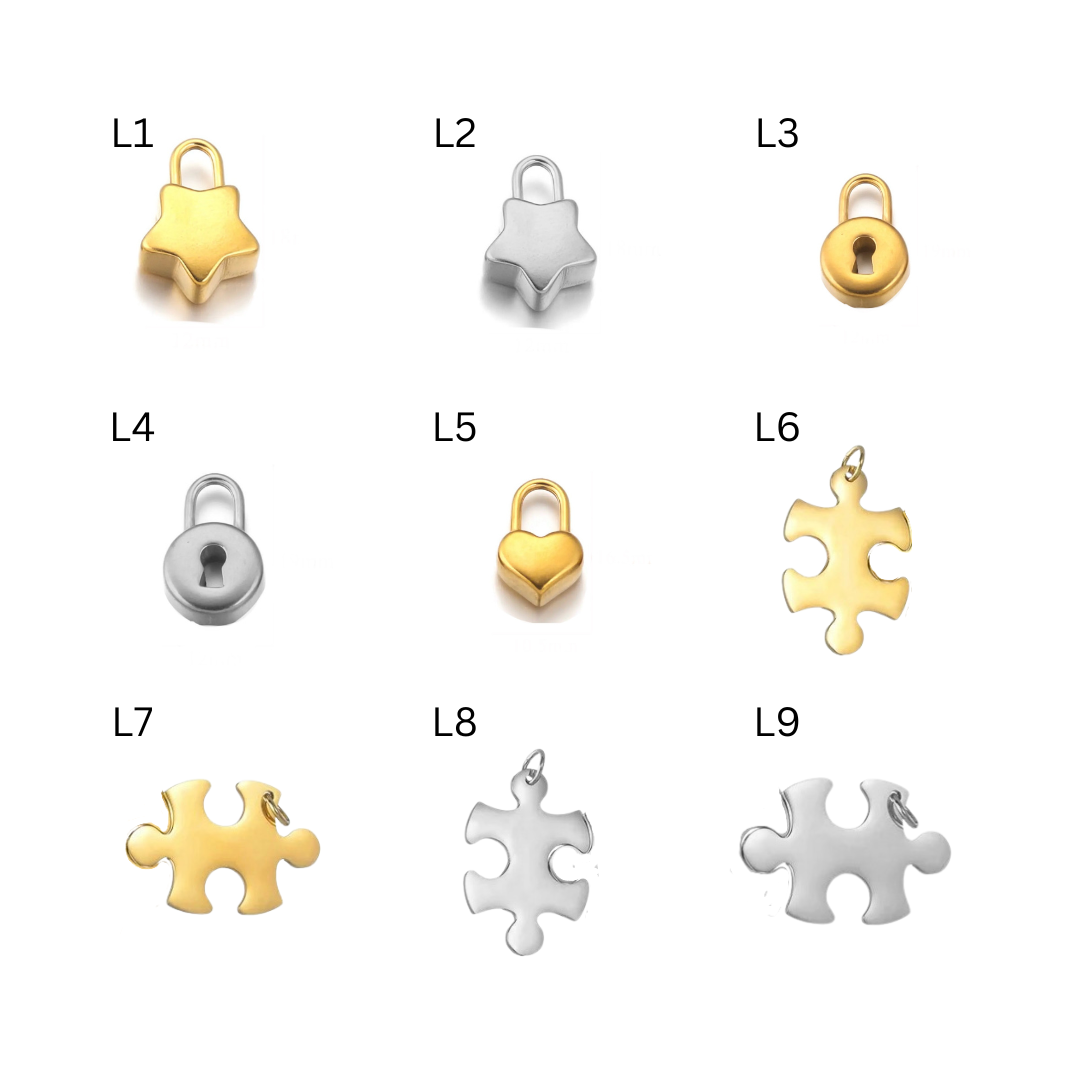 Lock and key charms