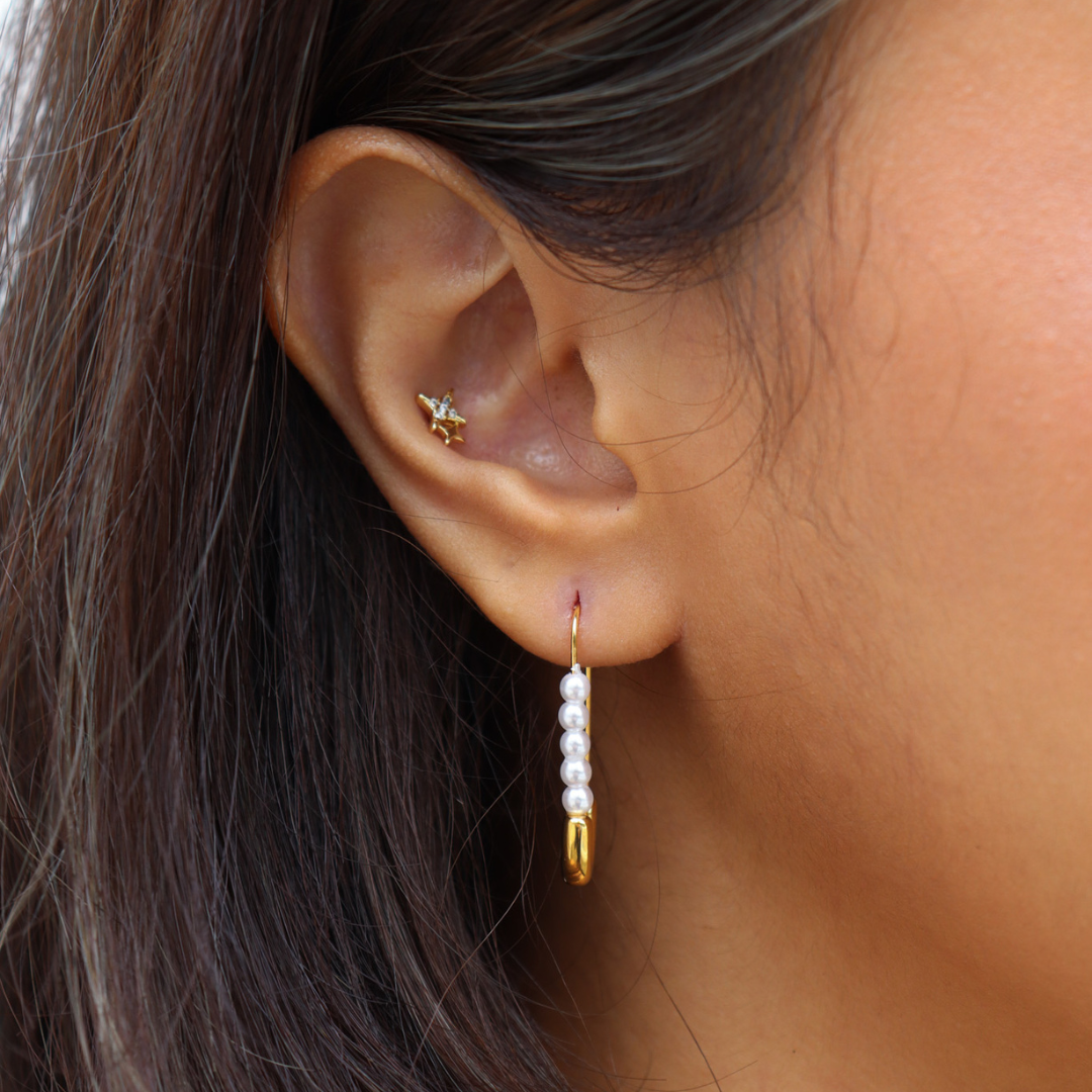 Pearl paperclip hoops