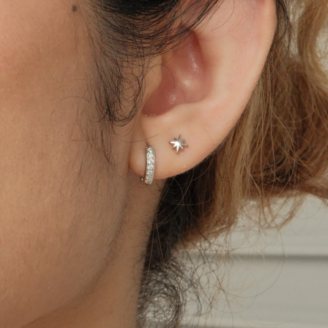 925 circle diamond hoops