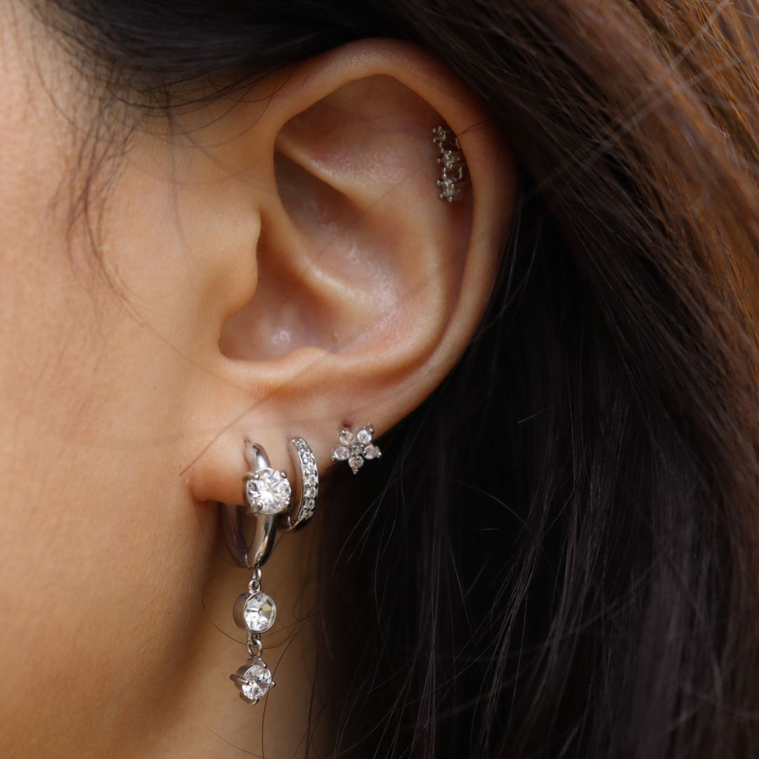 925 flora studs