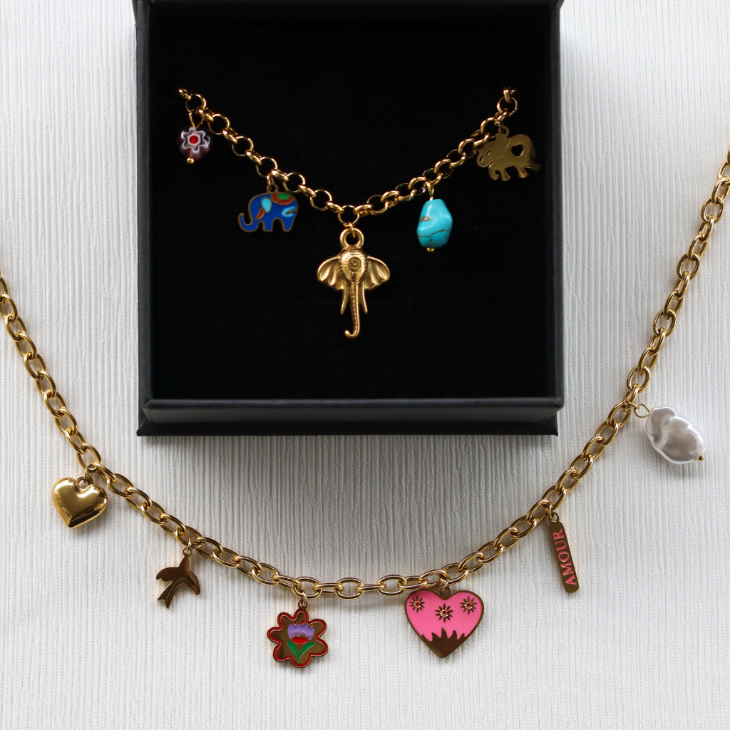 7C pink heart chain