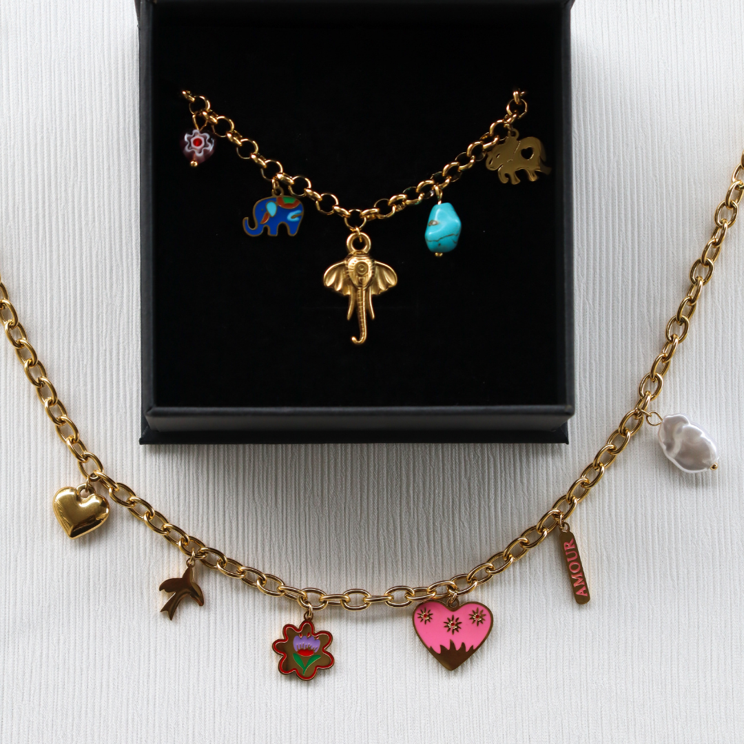 7C pink heart chain