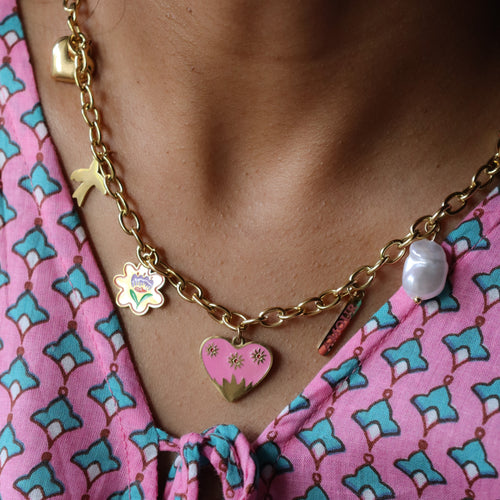 7C pink heart chain