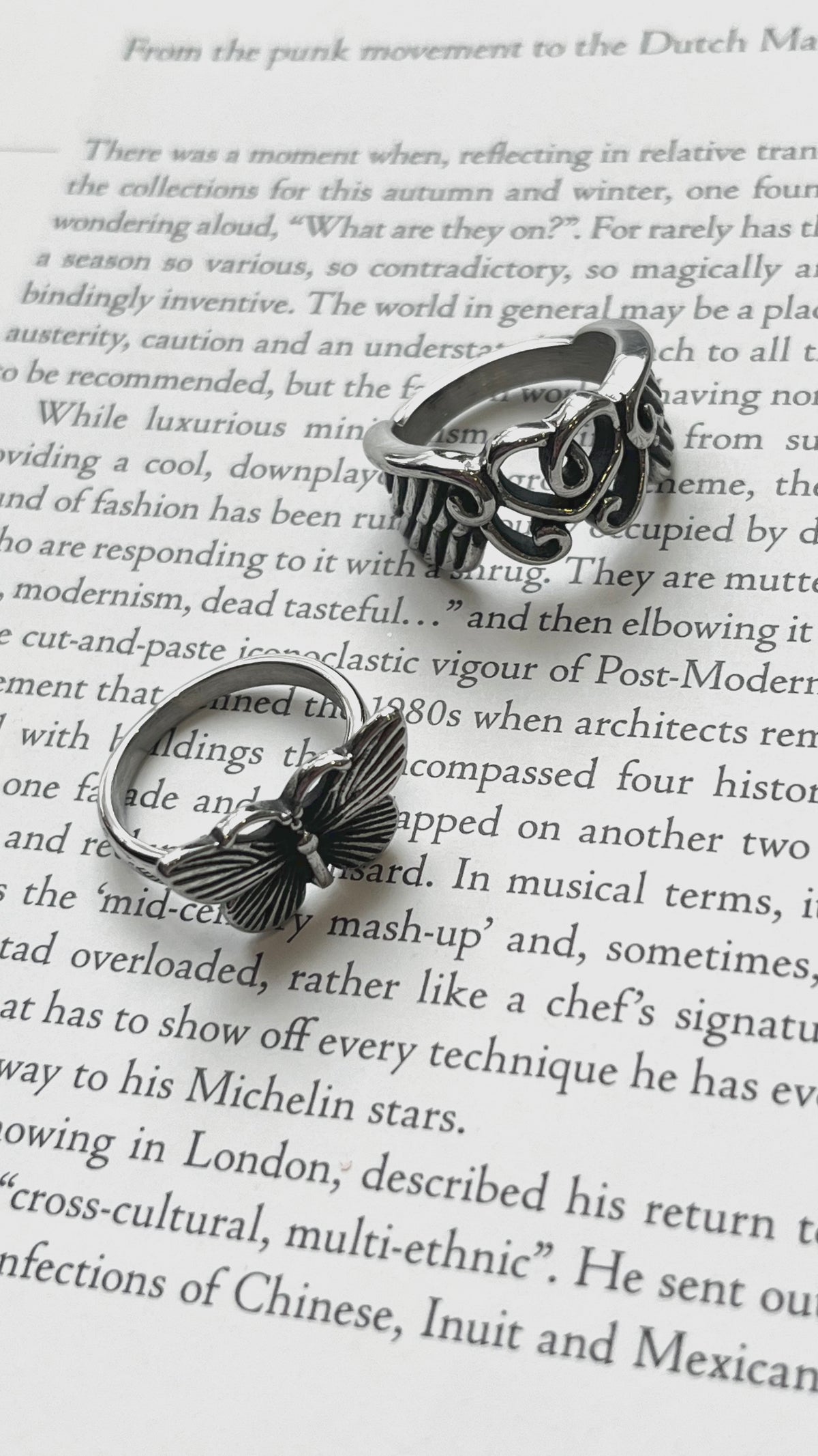 Black butterfly ring