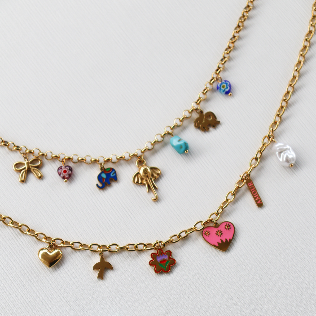 7C pink heart chain