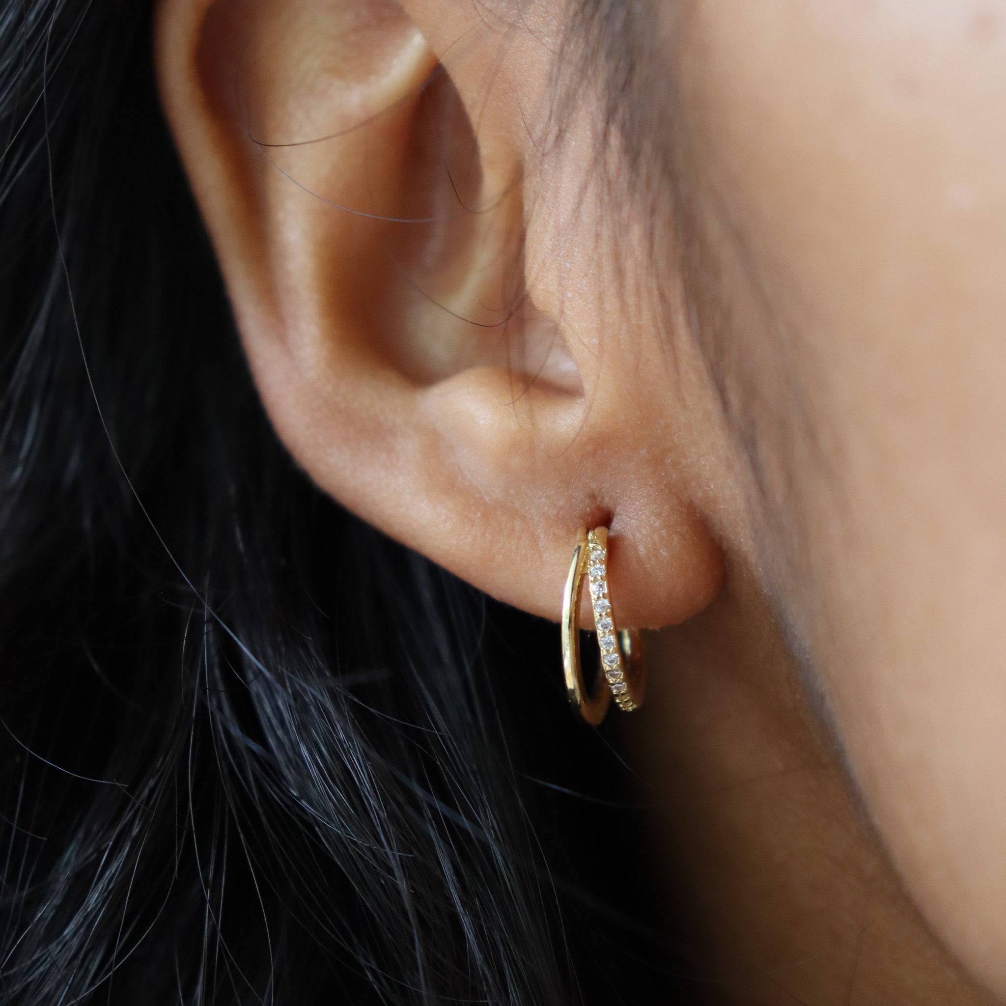 925 duo diamond hoops