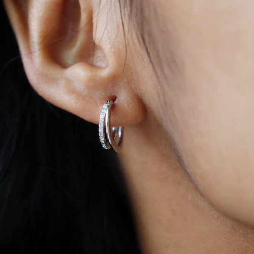 925 duo diamond hoops