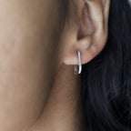 925 oval diamond hoops