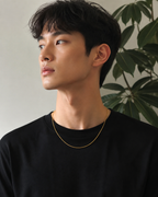 Thin Bead chain in Gold, wider lifestyle view