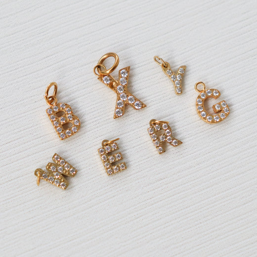 Diamond alphabet charms