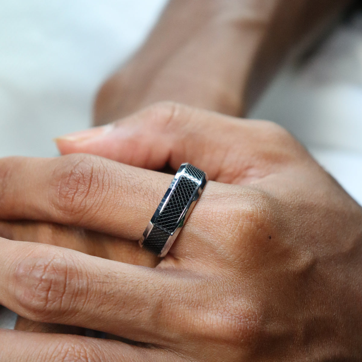 Black leather ring