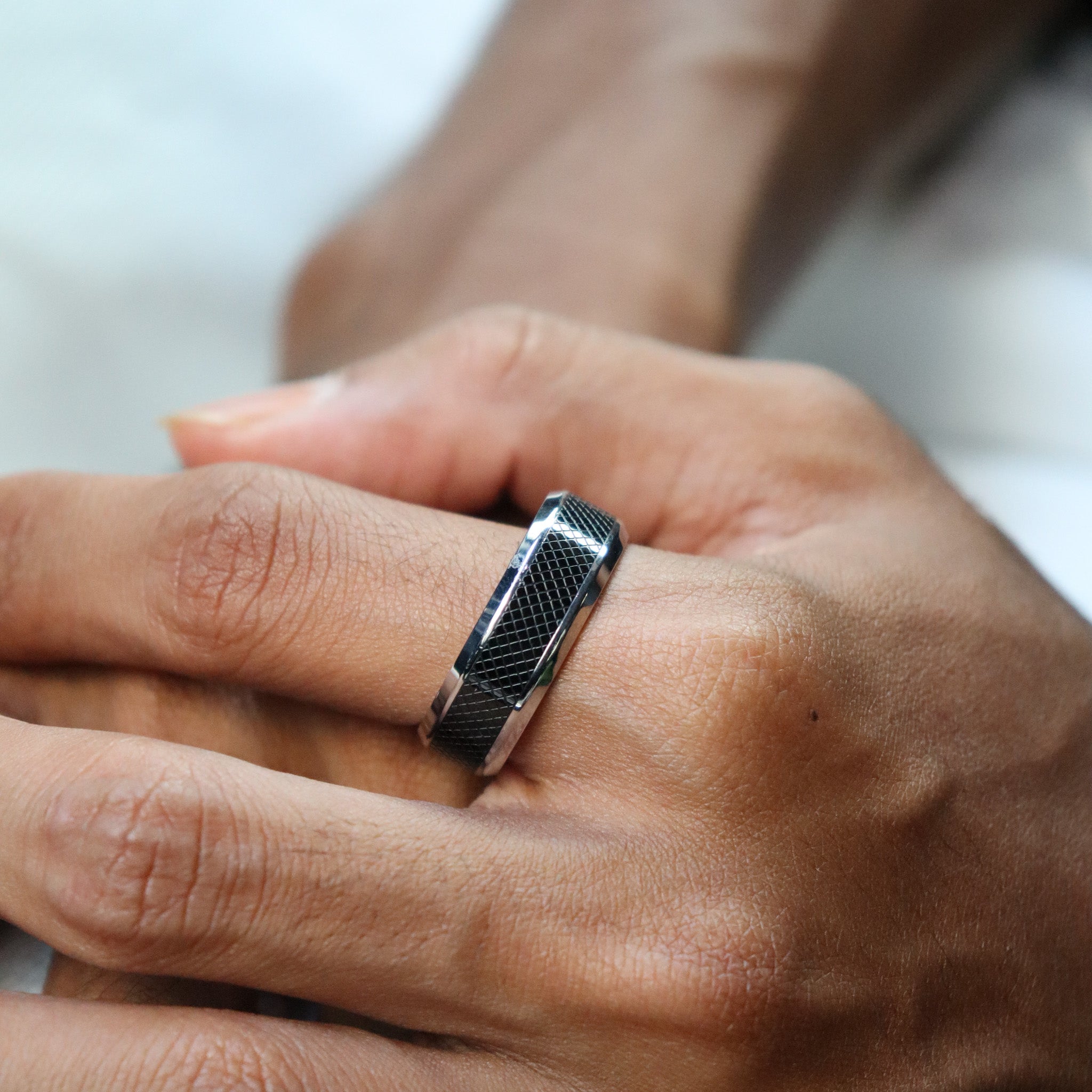 Black leather ring