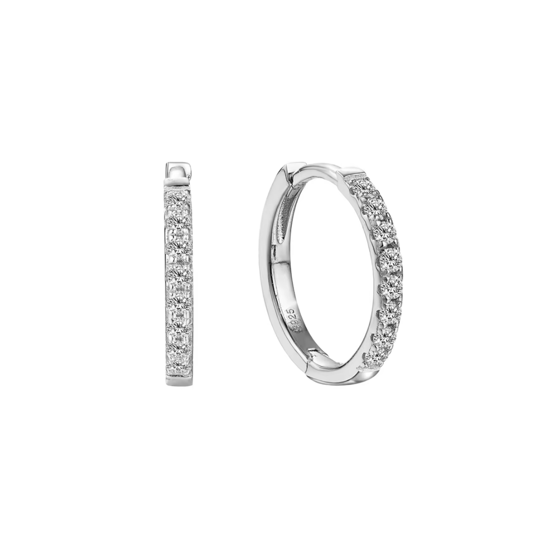 925 circle diamond hoops