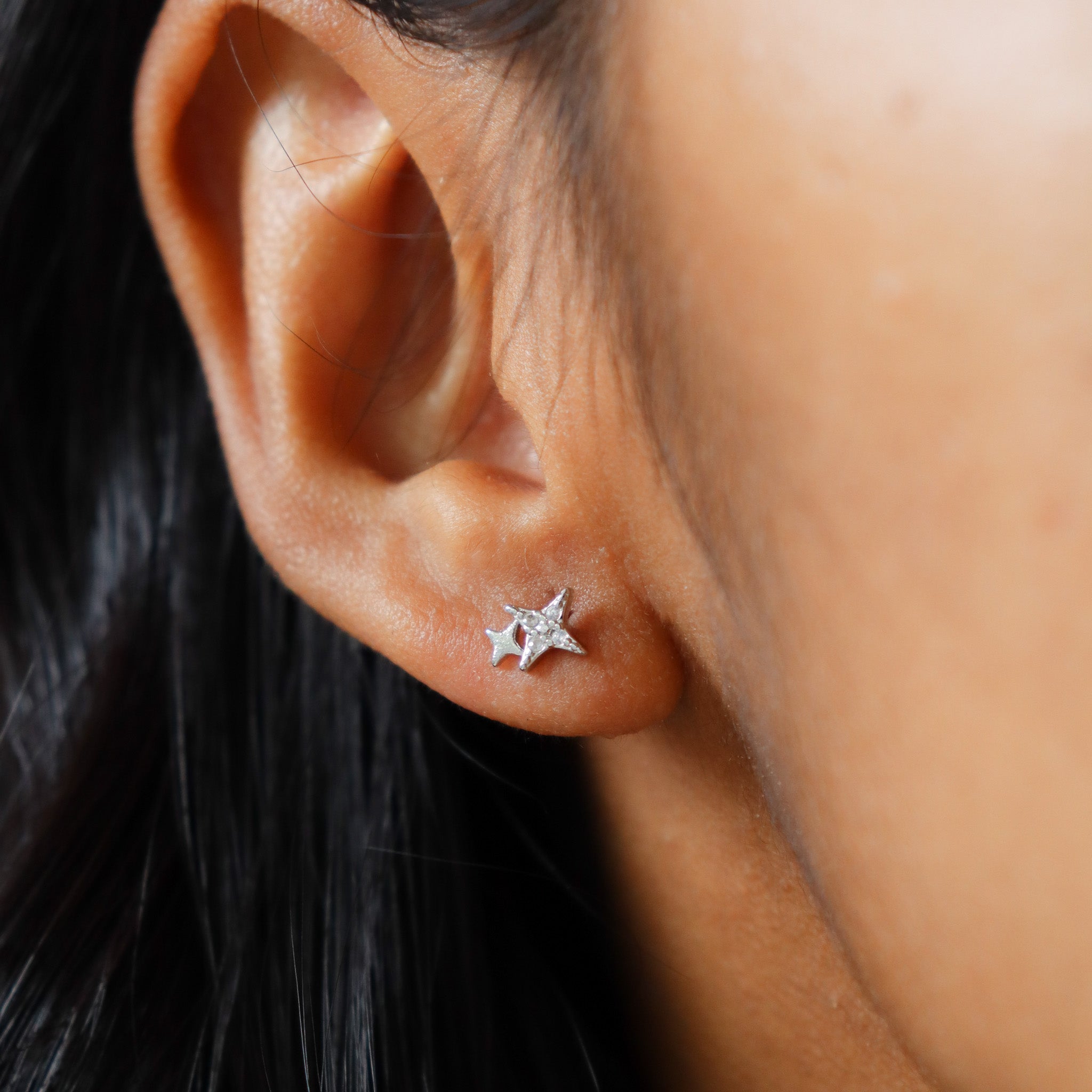 925 diamond star studs