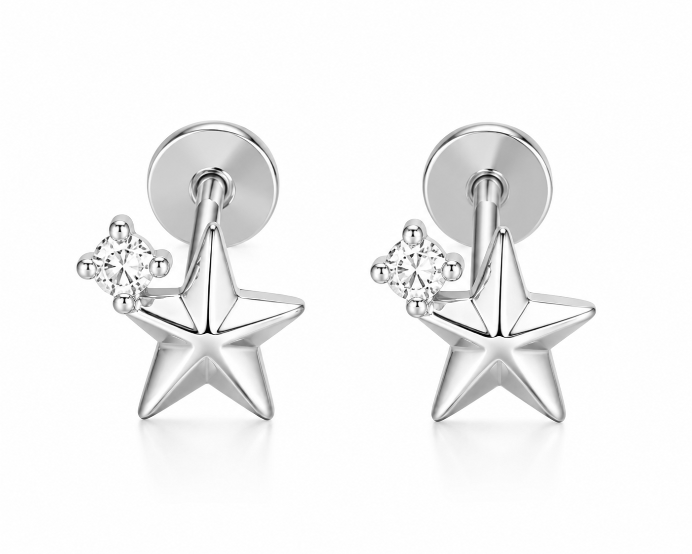 925 duo star studs