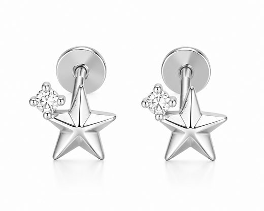 925 duo star studs