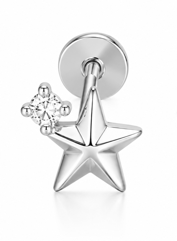 925 duo star studs