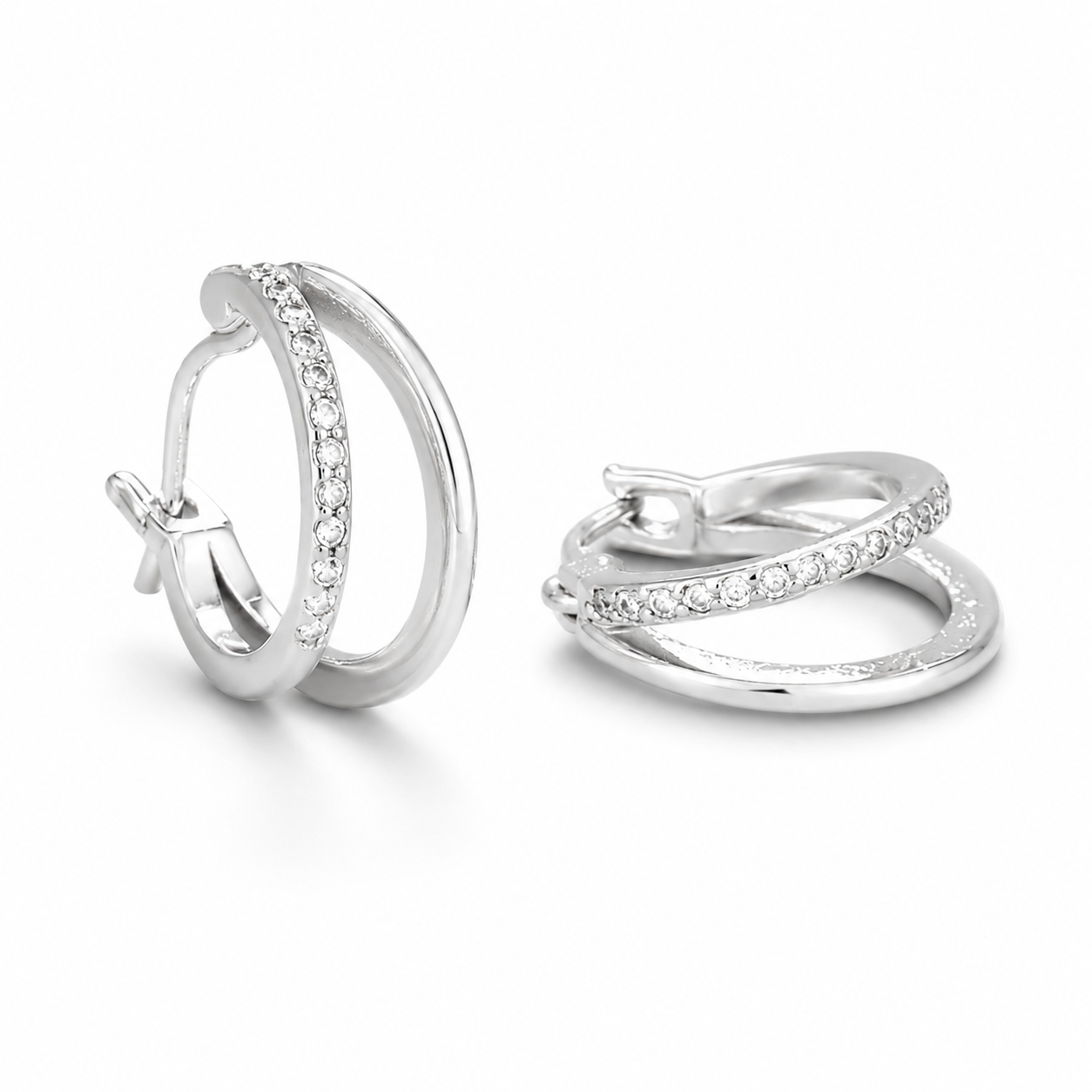 925 duo diamond hoops