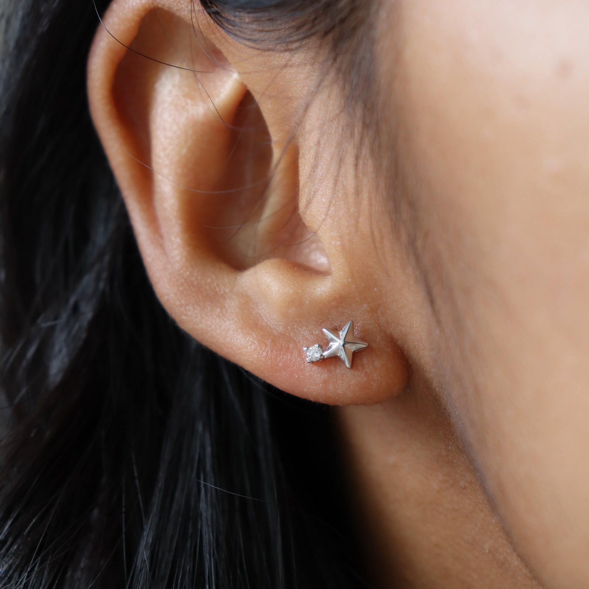 925 duo star studs