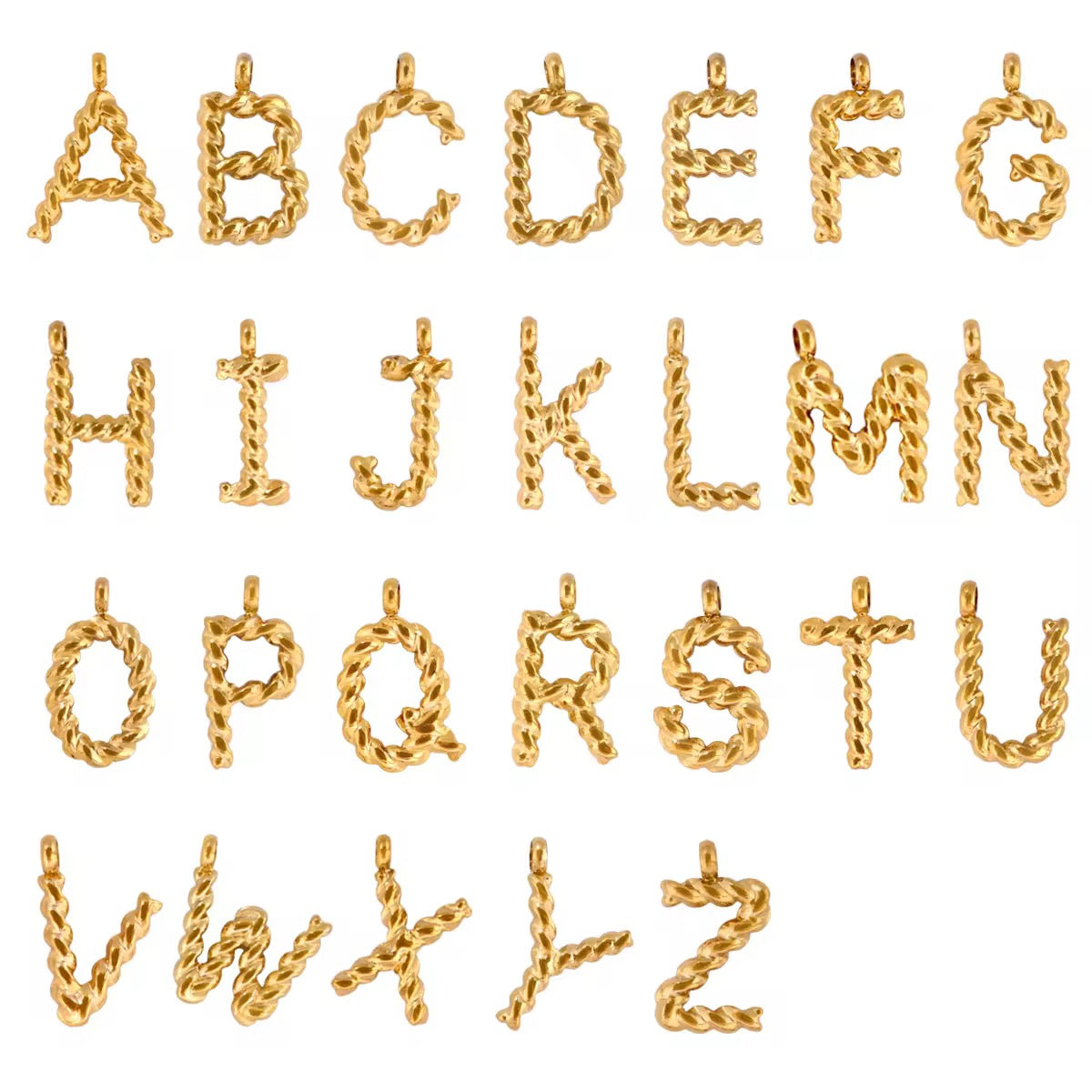 Twisted rope alphabet charms