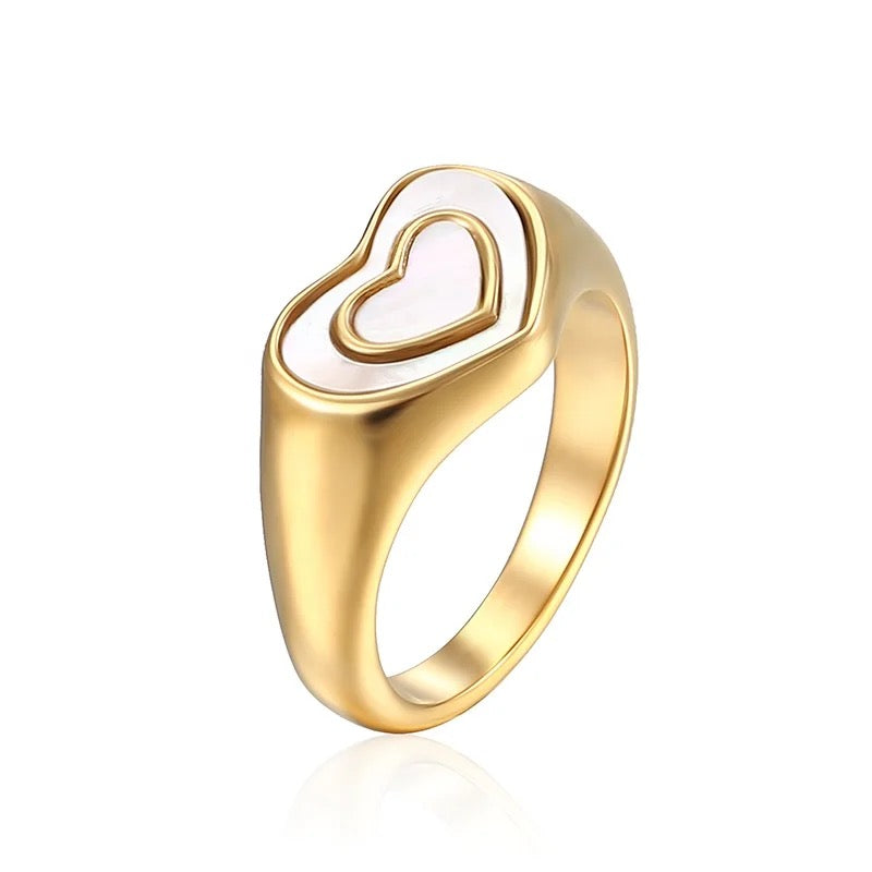 Double heart ring (WHITE)