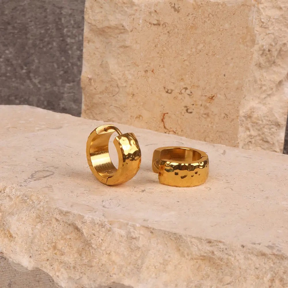 Raw gold hoops