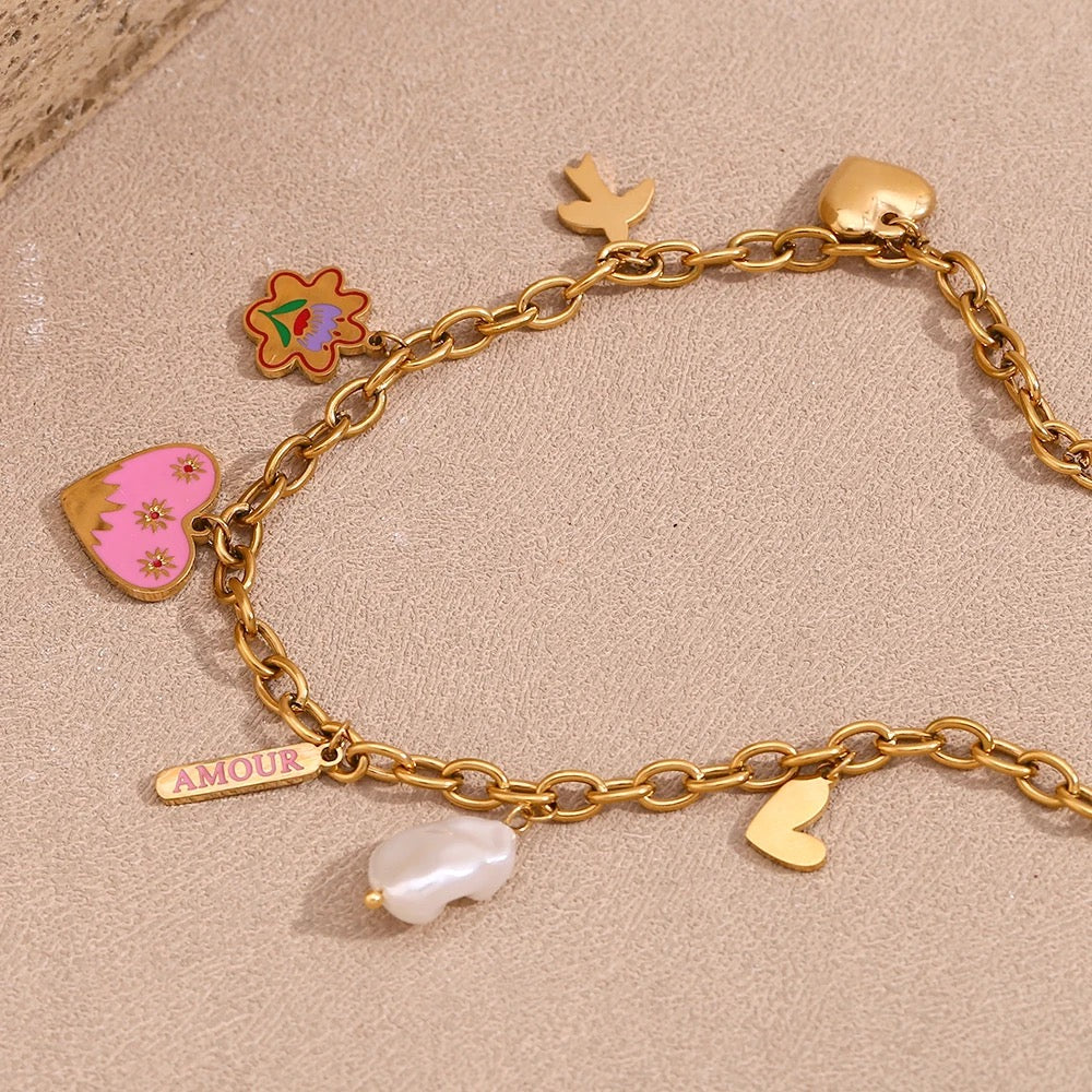 7C pink heart chain