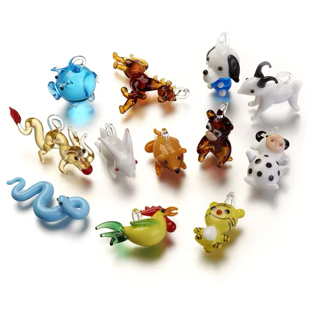 Glass zodiac figurine charms