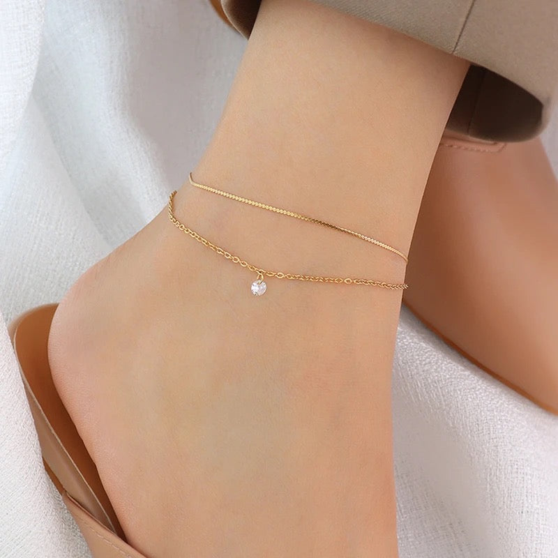 Singleton diamond anklet