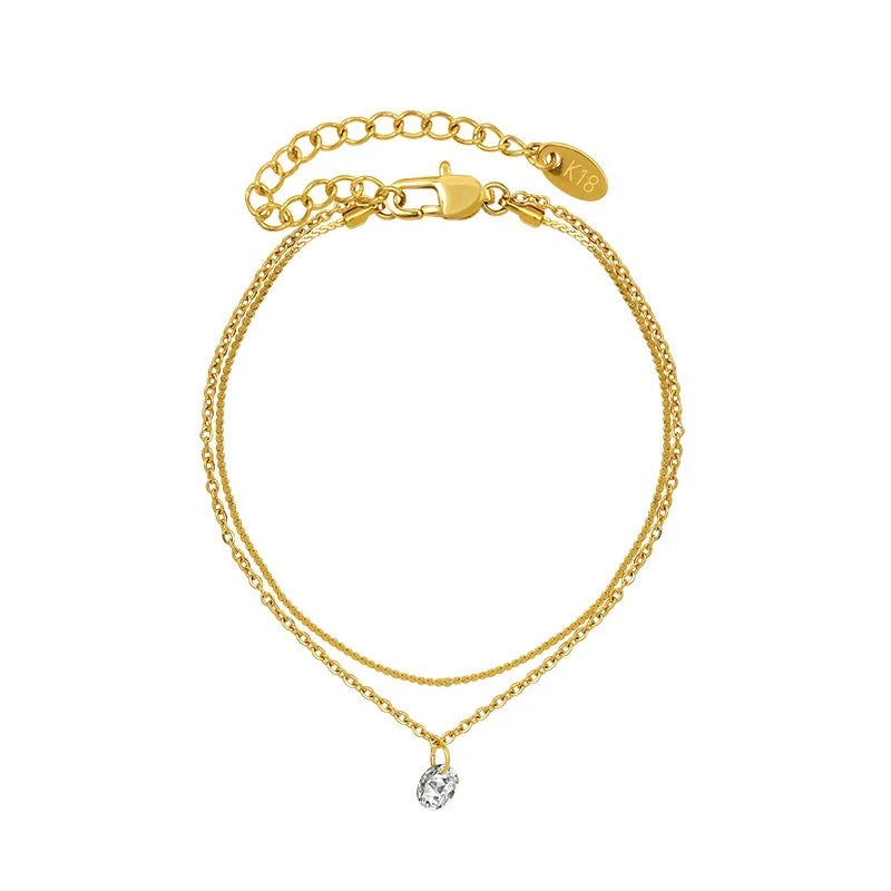 Singleton diamond anklet