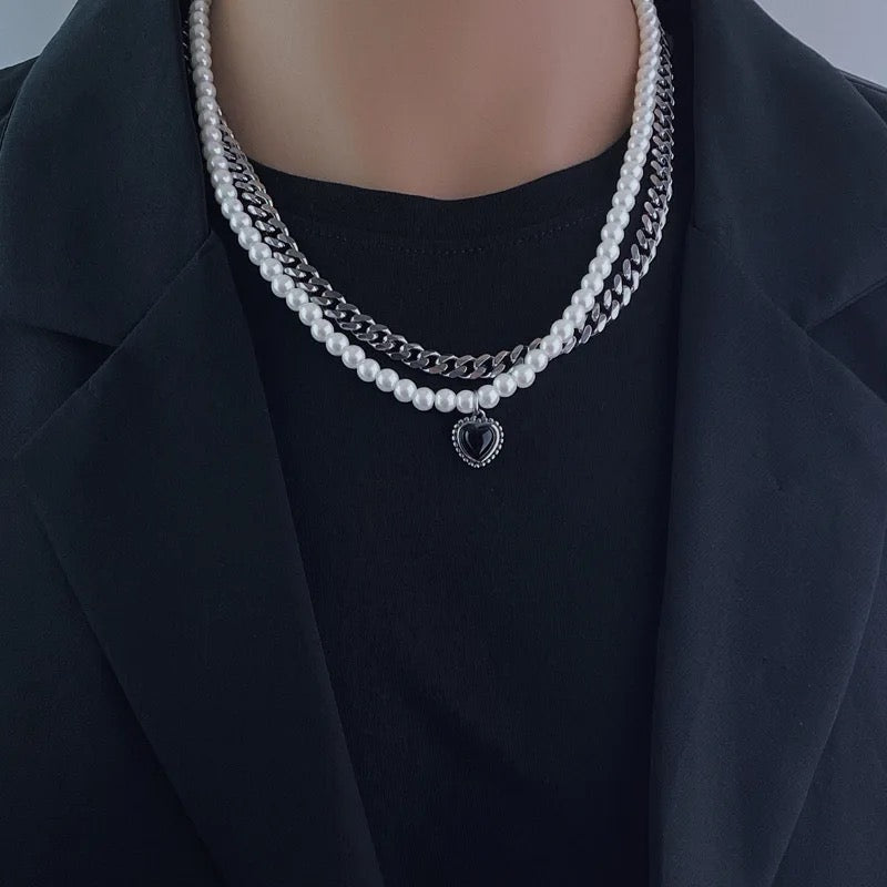 Duo black heart chain