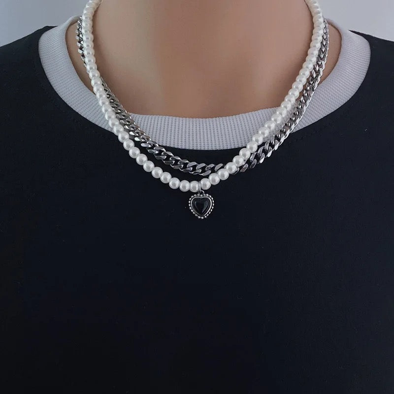 Duo black heart chain