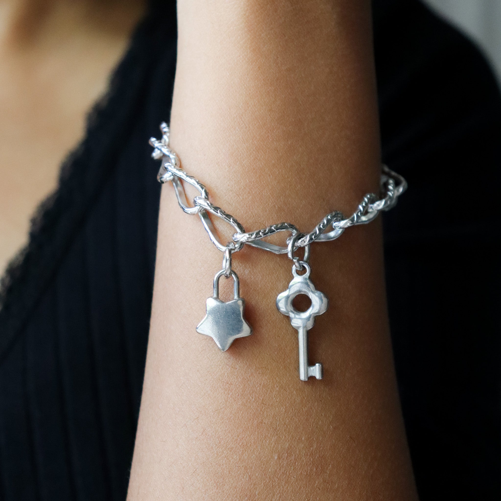 Lock and key charms