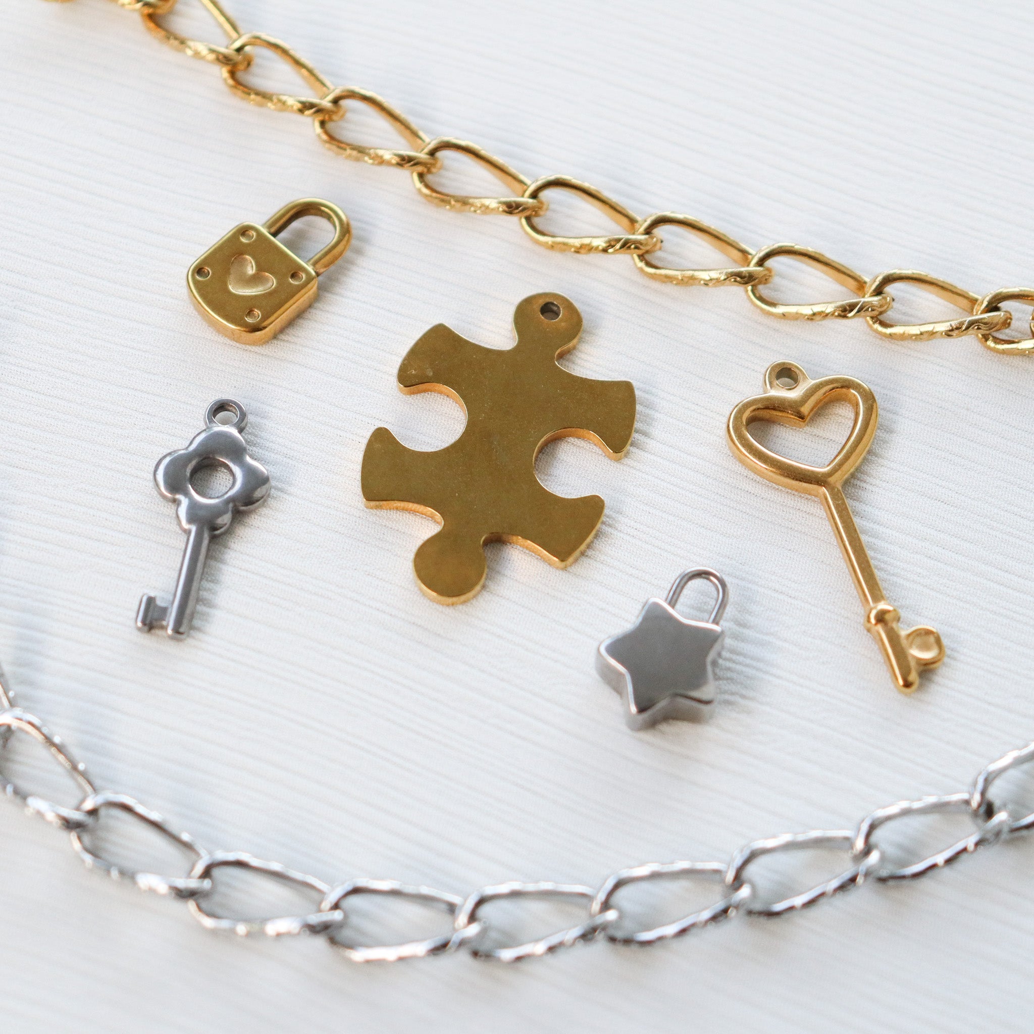 Lock and key charms