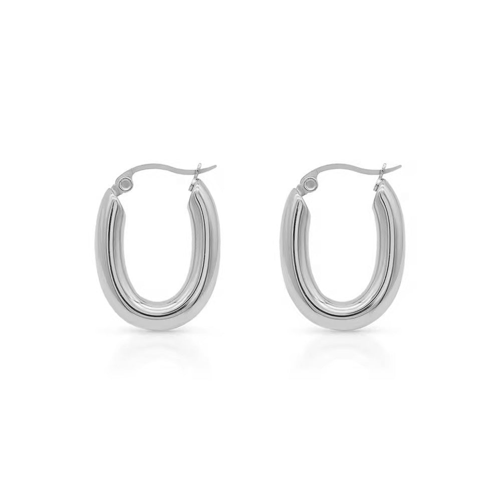 Oval bianca hoops