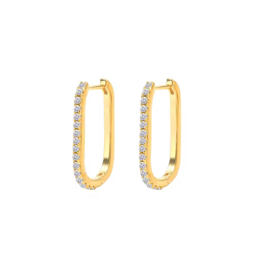 925 oval diamond hoops
