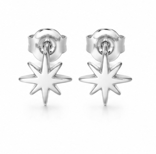 925 plain star studs