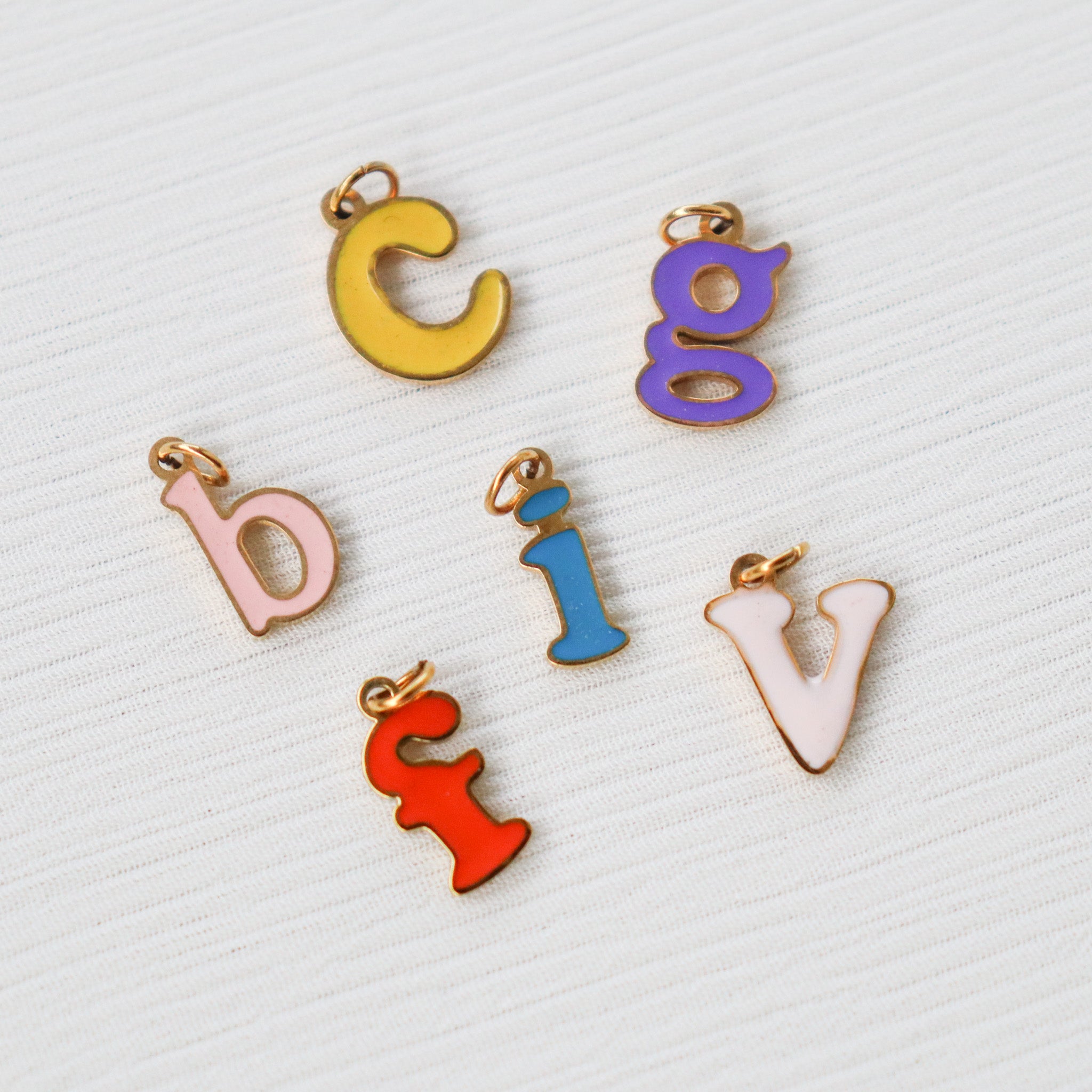 Rainbow alphabet charms