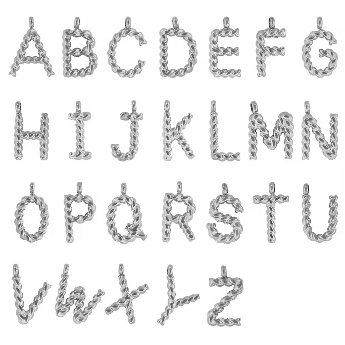 Twisted rope alphabet charms