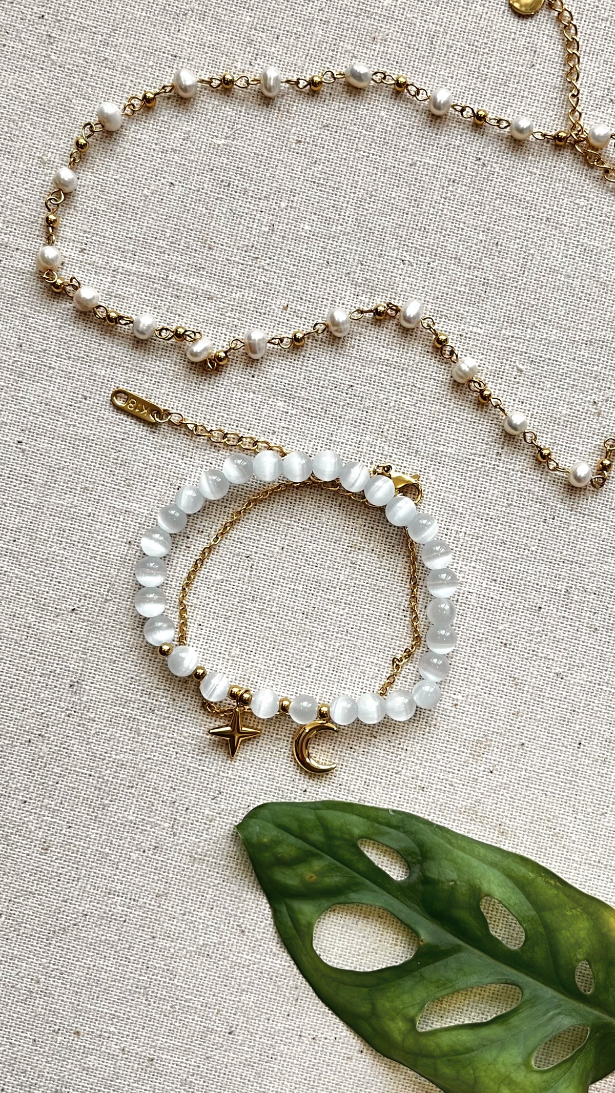 Gold pearl chain