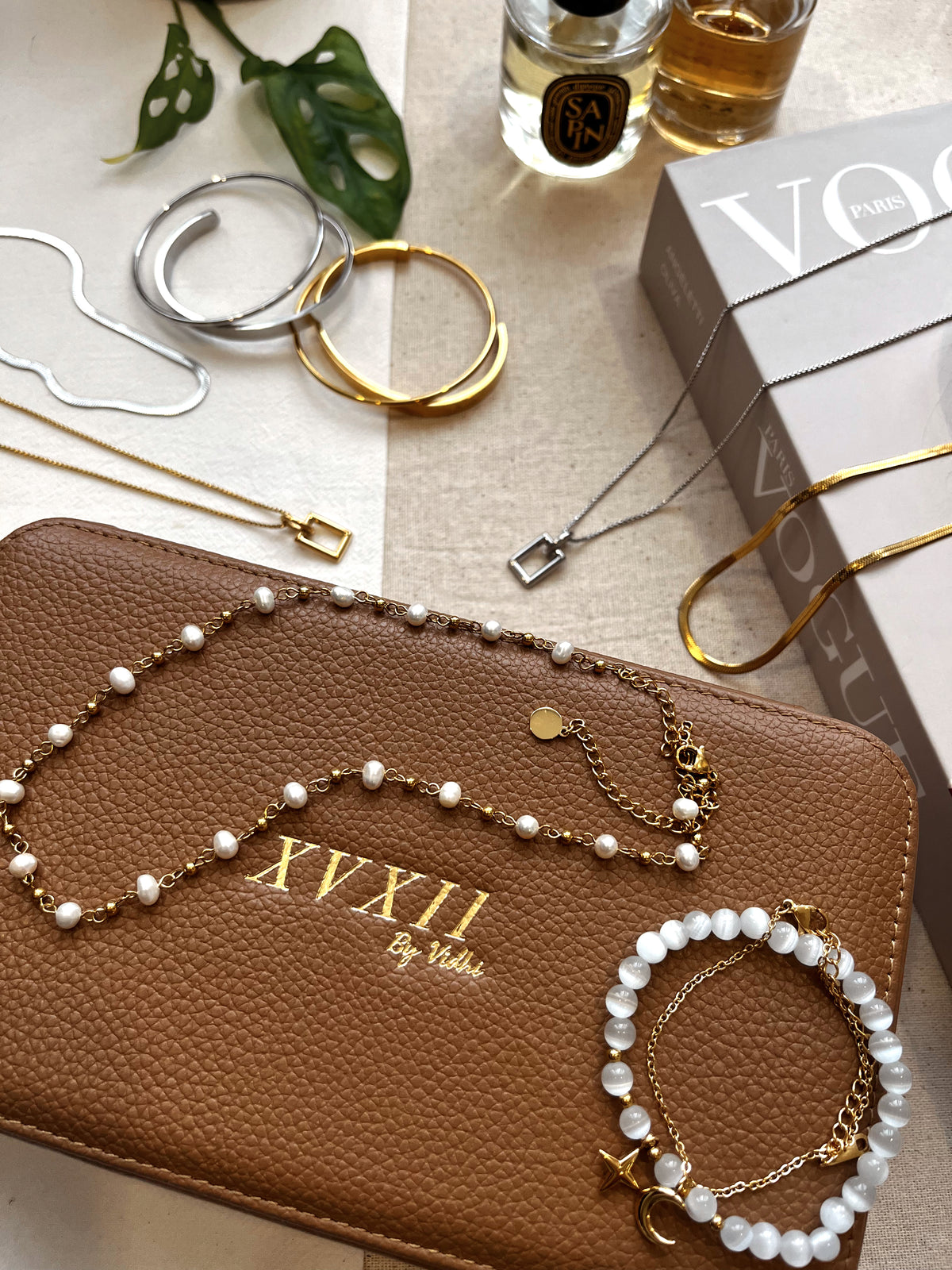 Gold pearl chain