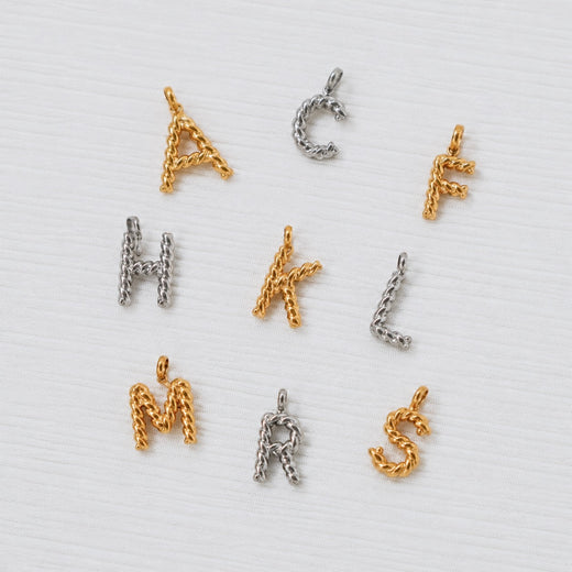 Twisted rope alphabet charms