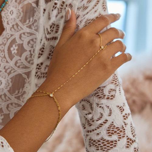 Afterglow Hand Chain worn close-up