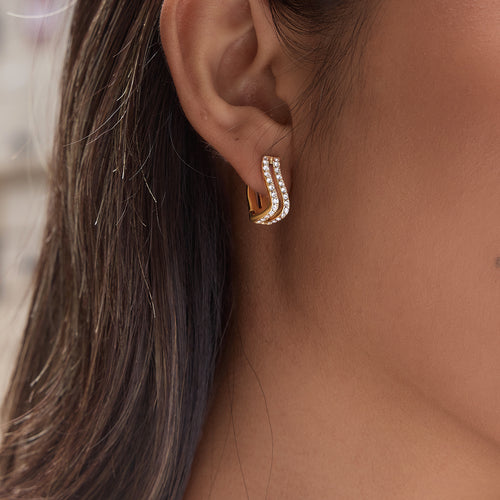 Amber Hoops worn close-up