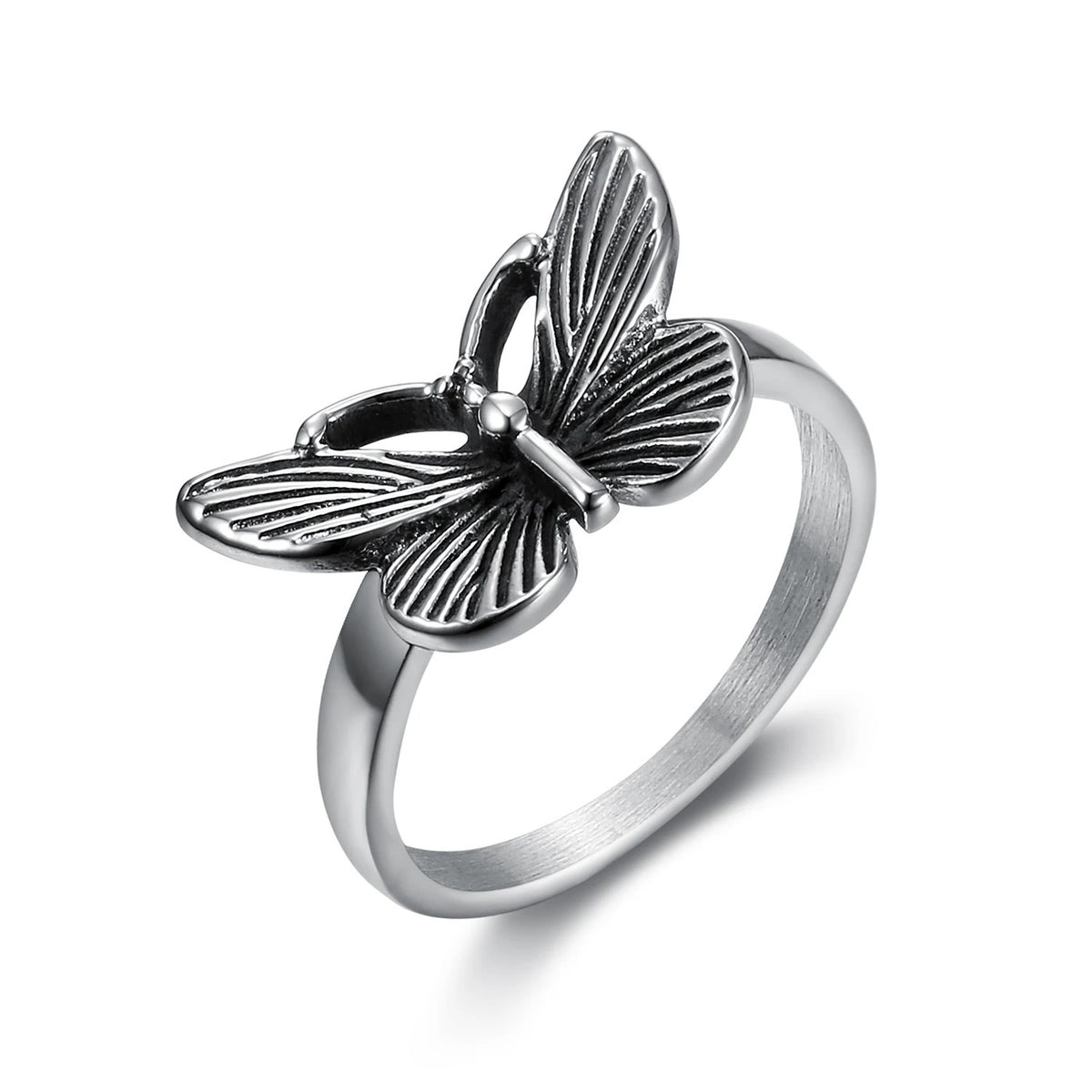 Black butterfly ring
